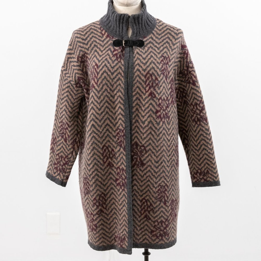 Vintage 70s S Italian Wool Print Sweater Jacket